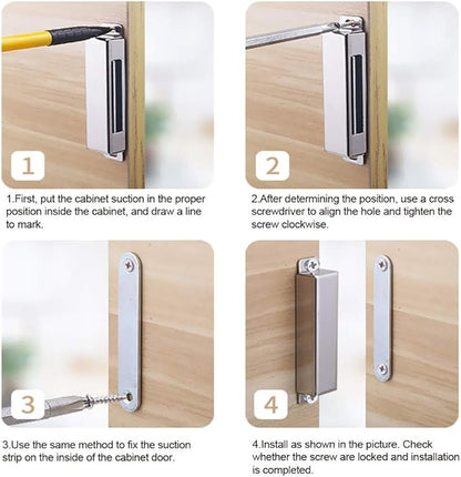 Mousike Cabinet Magnets 30lb Stainless Steel Magnetic Door Catch with Strong Magnetic for Kitchen Cupboard Wardrobe Closet Cabinet Door Drawer Latch