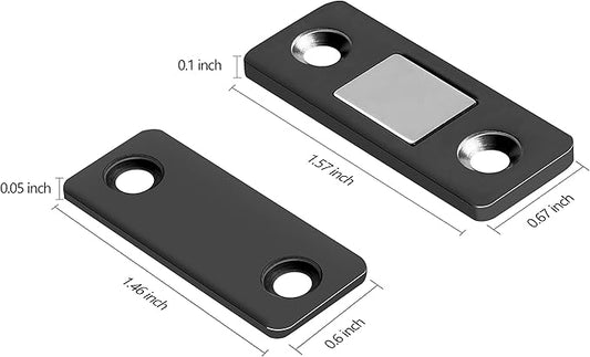 Mousike Magnetic Door Catch Ultra Thin Cabinet Magnets Stainless Steel Drawer Magnet Catch for Sliding Door Closure Kitchen Cabinet Cupboard Closet Closer (Black-8Pack)