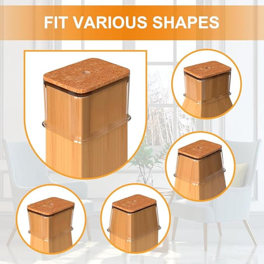 24 Pcs Chair Leg Floor Protectors for Hardwood Floors Rectangle Silicone Covers to Protect Wood Tile Floors Felt Pads Furniture Leg Caps Anti-Scratch Reduce Noise (Fit L:1-1/8" to 1-1/2",W:3/4" to 1")