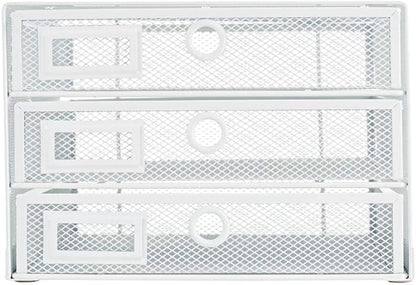 Annova Desk Organizer Wire Mesh 3 Tier Sliding Drawers Paper Sorter/Multifunctional/Premium Solid Construction for Letters, Documents, Mail, Files, Paper, Kids' Art Supplies (White)