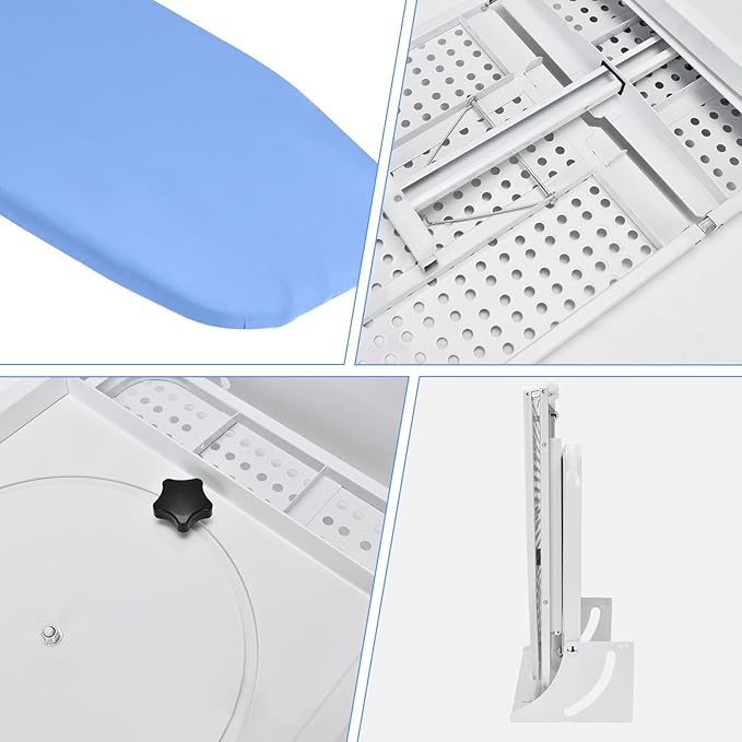 Wall Mounted Ironing Board 38.7 x 12 Inch, 180° Swivel Heavy Duty Ironing Board with Heat Resistant Cover, Space Saving Wall Mount Folding Ironing Boards for Small Spaces Home Laundry Room