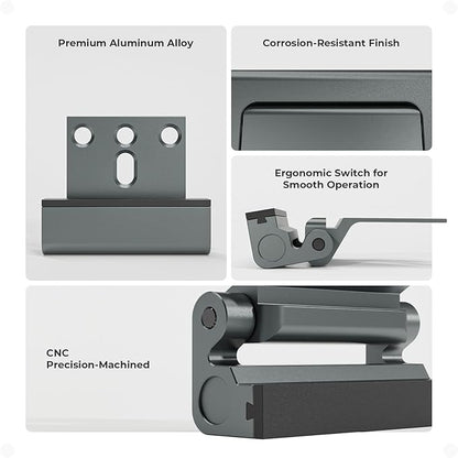 4Pack Home Security Door Reinforcement Lock, Childproof Safety Door Lock Latch Inside Stopper, Add High Security to Prevent Home Unauthorized Entry, Aluminum Construction Finish Grey