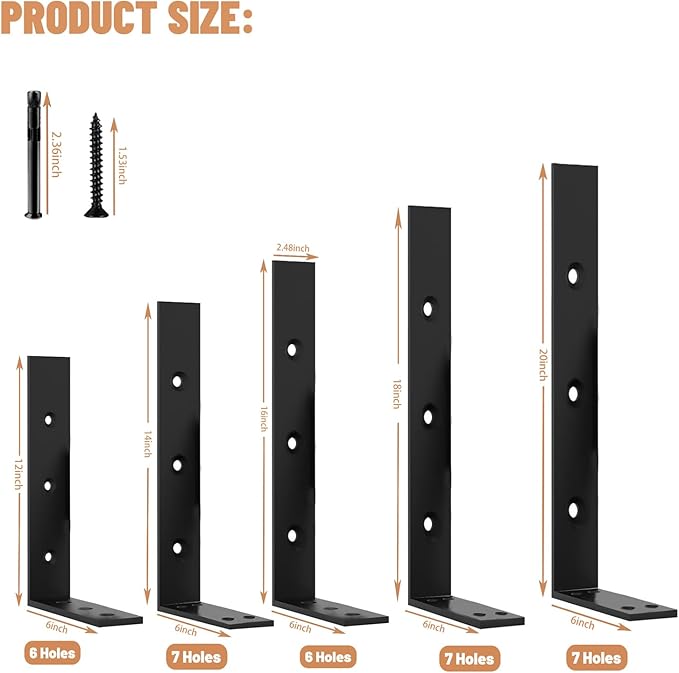 Premium Heavy Duty Countertop Brackets 12 inch 4 Pack (2/5" Thick),Granite Countertop Support 12" x 6" x 2 1/2",Shelf L Bracket Metal Corbels Suitable for Quartz,Wood,Concrete and Laminate Countertops