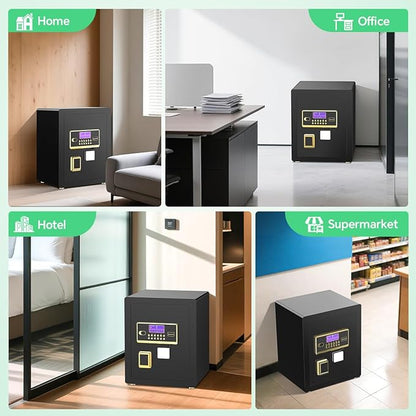 Security Safe with Digital Keypad & Alarm System - Electronic Lock Box for Jewelry Cash with Adjustable Shelves - Includes LED Light & Fireproof and Waterproof Bag(0.8/1.0/1.3/1.53/2.5Cuft)