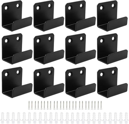 12 Pack Tile Display Wall Hanger Fastener, Stainless Steel Wall Mount Brackets Hook with 20mm Inner Width Heavy Duty Tile Hangers for Ceramic Tile Display (Black)