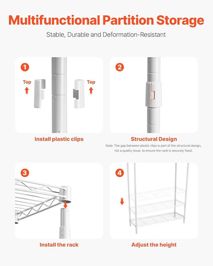 VEVOR Over The Washer and Dryer Storage Shelf, 3 Tier Laundry Room Drying Rack with Hanger Rod and Hooks, Adjustable Over Washer and Dryer Shelves, Laundry Room Shelf Storage Space Saver, White