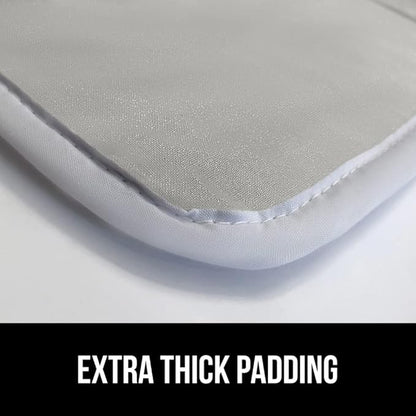GORILLA GRIP Ironing Mat, Portable Iron Pad, Magnetic Cover for Top of Laundry Washer, Dryer, Tabletop, Countertop Padded Blanket, Silicone Coating and Scorch Resistant, Travel Size 28x24, Silver