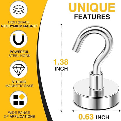 DIYMAG Magnetic Hooks, 30Lbs Silver Strong Heavy Duty Cruise Garage Magnet S-Hooks for Classroom, Fridge, Hanging, Cabins, Grill, Kitchen, Garage, Workplace and Office Etc, 120 Pack