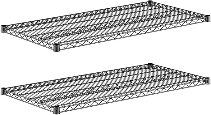 2-Pack Black 24" x 48" Additional Wire Shelf for Shelving Units, Replacement Shelves for Wire Rack