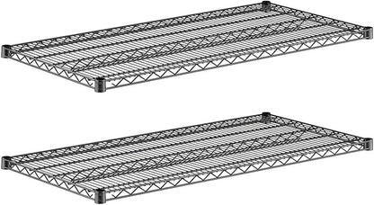 2-Pack Black 24" x 48" Additional Wire Shelf for Shelving Units, Replacement Shelves for Wire Rack