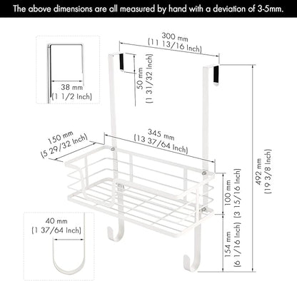 KES Ironing Board Hanger Over The Door, T-Leg Holder, for 1 3/8" Door, Metal Iron Holder White, HIR500A-WH