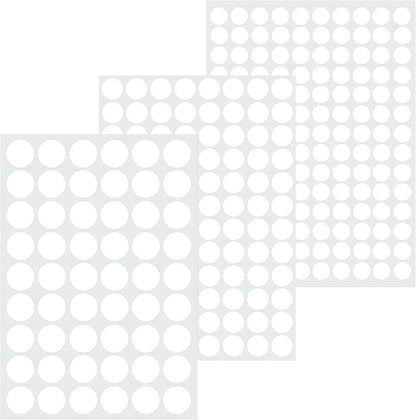 3 Sheets 290 Pcs Screw Hole Cover Stickers, 12 mm/15 mm/21 mm White Screw Covers Self-Adhesive Caps Wood Stickers for Furniture (White)