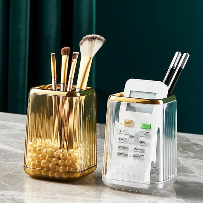 Makeup Brush Cup Holder Organizer for Vanity, Acrylic Clear Make Up Brushes Holders Container Storage with 3 Colors Available, Pen Pencil Holder Cosmetic Cup for Office Desktop Bathroom Countertop