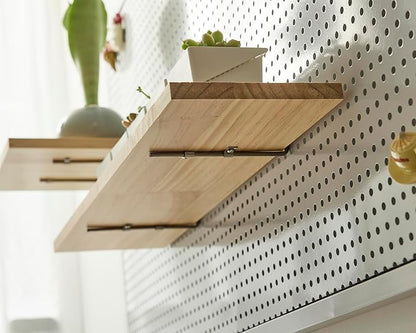 SEVENY 2 Pack Pegboard Shelf Wall Organizer, Pine Wooden Garage Tool Storage,PegBoard Shelve, Wooden Board for Walls, Apartment, Office Organization, Kitchen, Craft Room, Workshop,Studio Garage,Large