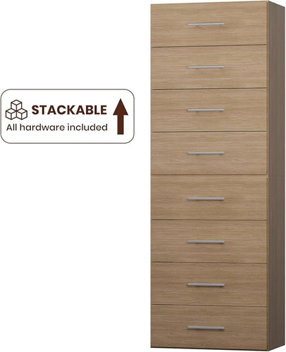 ROOMTEC 31.5" 4 Drawer Short Tower Closet Unit, Modular Closet System with Drawers and Shelf, Wardrobe Organizer for Bedroom or Walk-in Closet, Wall Mounted, Customizable Clothes Storage Unit, Wood