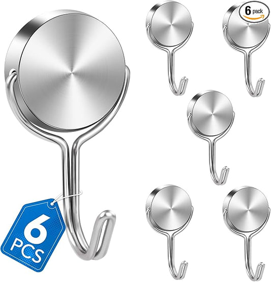 LOVIMAG Magnetic Hooks for Cruise Cabins, 60Lbs Swivel Magnetic Hooks Heavy Duty, Cruise Ship Essentials, Locker Accessories, Magnet Hook for Classroom, Refrigerator, Hanging, Grill -6 Pack