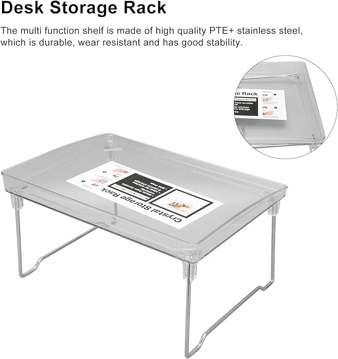 Laptop Stand, Portable Lap Desk Bed Table, Folding Table, Premium Stainless Steel Desk Organizer With PET Top, Elegant Rack for Office, Space-Saving Design