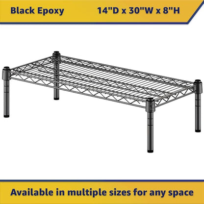 14" x 30" x 8" Black Epoxy Wire Storage Shelf, Dunnage Rack, Commercial 1 Tier Small Shelf