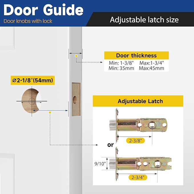 6 Pack Keyed Entry Door Knob with Lock and Key, Exterior and Interior Door Knob for Bedroom or Bathroom, Satin Nickel, Not Keyed Alike