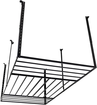 StoreYourBoard 4X8 Garage Storage Rack with Hooks, Ceiling Shelf Overhead Organization, Heavy Duty Steel Platform Holds 700 lbs, 96 in. x 48 in. x 40 in.