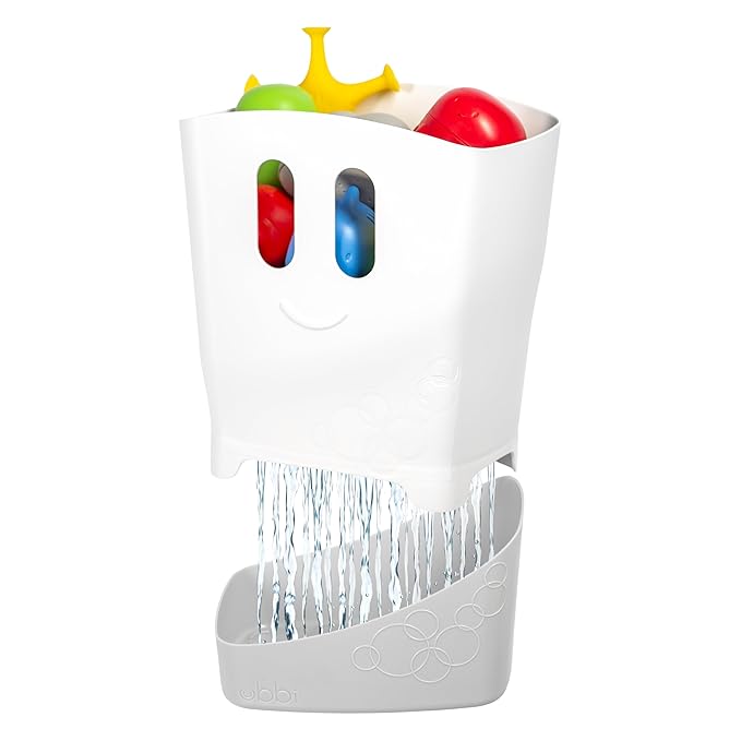 Ubbi Freestanding Bath Toy Organizer Bath Caddy with Removable Drying Rack Bin and Scoop for Toddlers and Baby, Gray