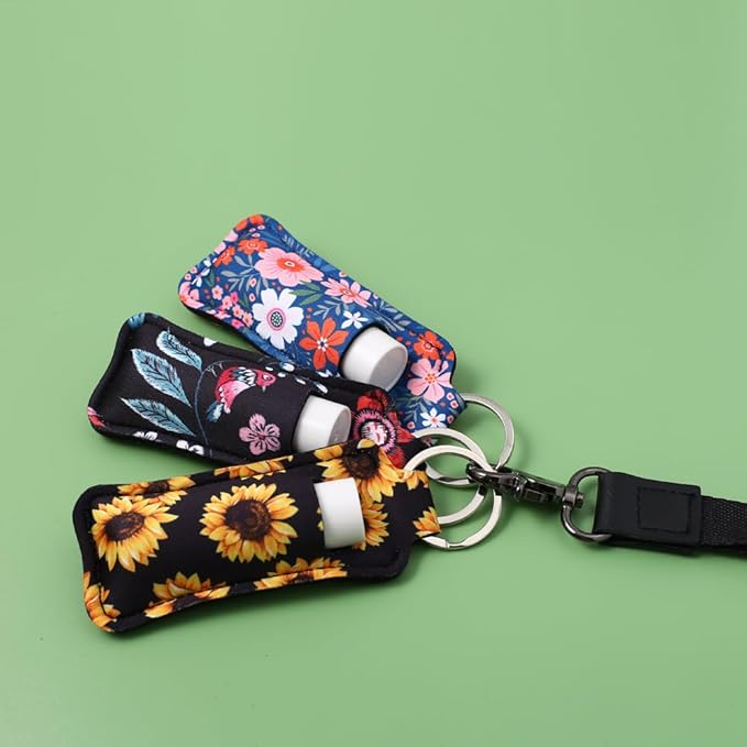 COOKOOKY Chapstick Holder Keychain Cute Lip Balm Keychain Holder with Clip