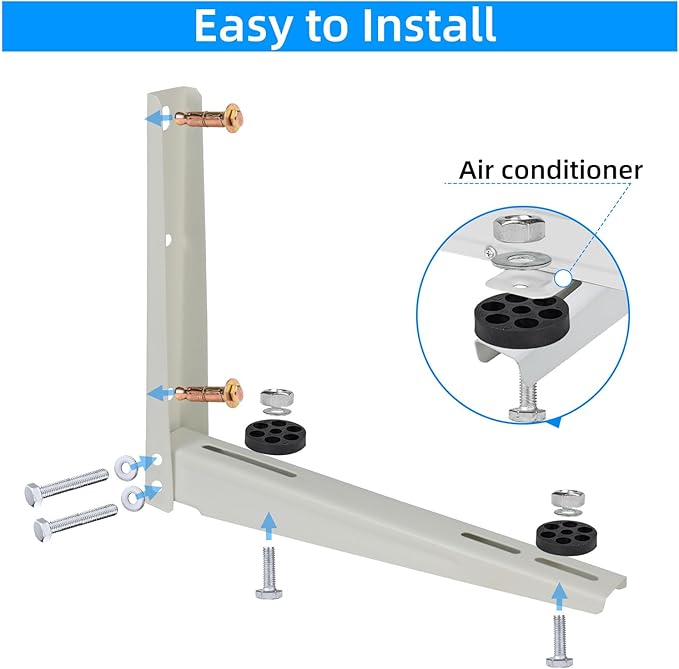 Qualward Mini Split Wall Mounting Bracket for Universal Ductless Air Conditioners, Heavy Duty Support Bracket for AC, Heat Pumps Compressors 7000-15000 BTU
