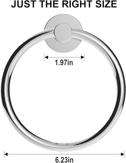 SetSail Towel Holder for Bathroom Wall Screw-in 3 Packs Towel Ring Stainless Steel Heavy Duty Hand Towel Hanger for Bathroom, Mirror Silver