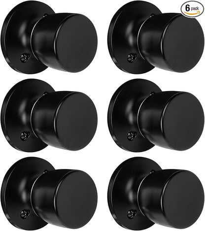 HOSOM 6 Pack Dummy Door Knobs，Matte Black Door Knobs Keyless Interior/Exterior Door Lockset, Modern Black Knobs Closet Door Knobs, Individual Non-Turning Dummy Door Handles
