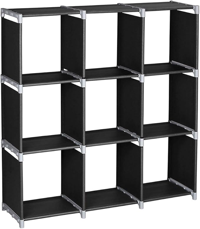 Cube Storage Organizer,9-Cube Closet Storage Shelves, DIY Plastic Closet Cabinet, Modular Bookcase, Storage Shelving for Bedroom, Living Room, Office (Black)
