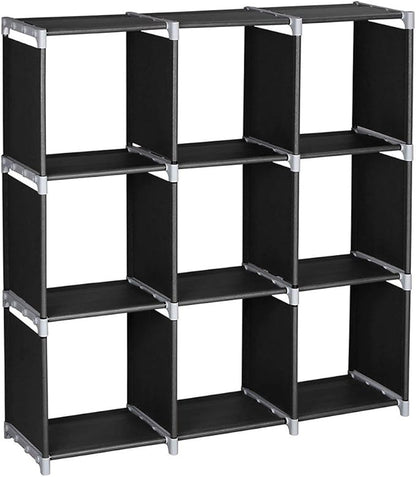Cube Storage Organizer,9-Cube Closet Storage Shelves, DIY Plastic Closet Cabinet, Modular Bookcase, Storage Shelving for Bedroom, Living Room, Office (Black)