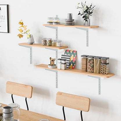 10 Pack 7‑Inch Adjustable Wire Shelf Brackets – Heavy‑Duty Double‑Track Closet & Wall Shelving System Supports（White）