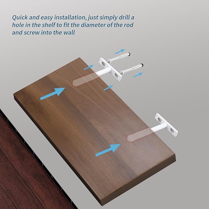 Antrader 4 Sets 3" Heavy Duty Blind Shelf Supports Hidden Brackets, Suitable for Wood Shelves, with Screws and Anchors, White