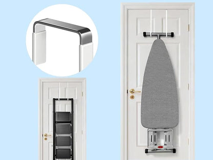 Over the Door Metal Hooks with Plastic Coating 12" Fit 0.5" to 1 3/8" Door 4 Pcs Heavy Duty Single Towel Robe Rack Wreath Bathroom Shower Hanger Shoe Organizer Ironing Board Long White