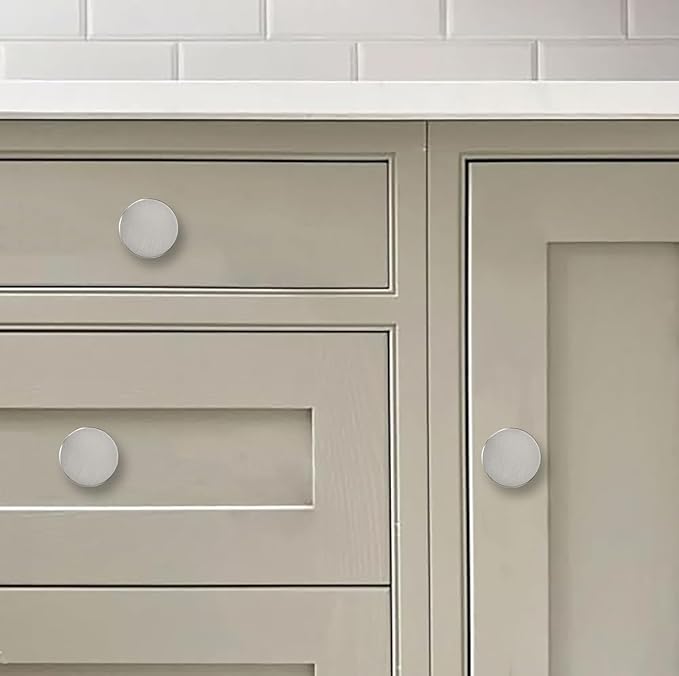 khtumeware 5 Pack Satin Nickel Cabinet Knobs - 1-1/5 Inch Round Drawer Pulls for Kitchen Cabinet Hardware Dressers Knobs and Closets