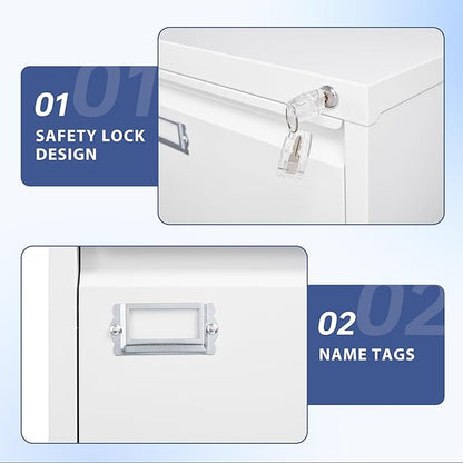 5 Drawer File Cabinet, Filing Cabinets for Home Office, Vertical File Cabinet with Lock, 61.6" H Locking File Cabinet for A4 Legal/Letter, Assembly Required (White)