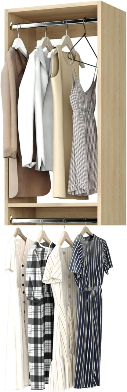 Modular Closets Vista Collection Double Hanging Wood Closet Organizer Unit (Oak, 21" Wide)