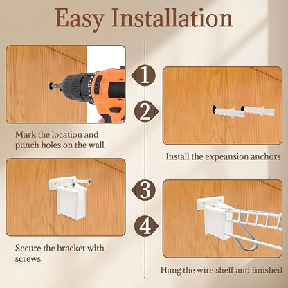 Uenhoy 12 Pcs Wire Shelf End Bracket, White Plastic Closet Shelves Brackets, Corner Support Bracket Wall Mount Shelf Brackets with Fasteners