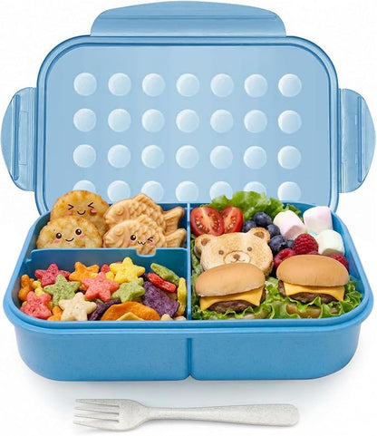 MISS BIG Bento Lunch Box for Kids – Wheat Material with Compartments, Leak-Resistant for School and Daycare (1150ml Nile Blue)
