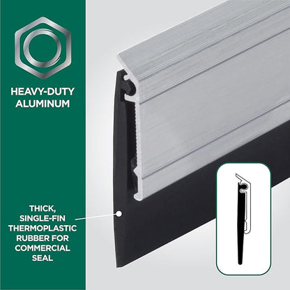 M-D Building Products 68247 All Season Aluminum Door Sweep for Bottom of Door, Heavy Duty Rubber Seal, Exterior & Interior Weather Stripping Bottom Door Seal, Commercial & Residential, (Silver, 36in)