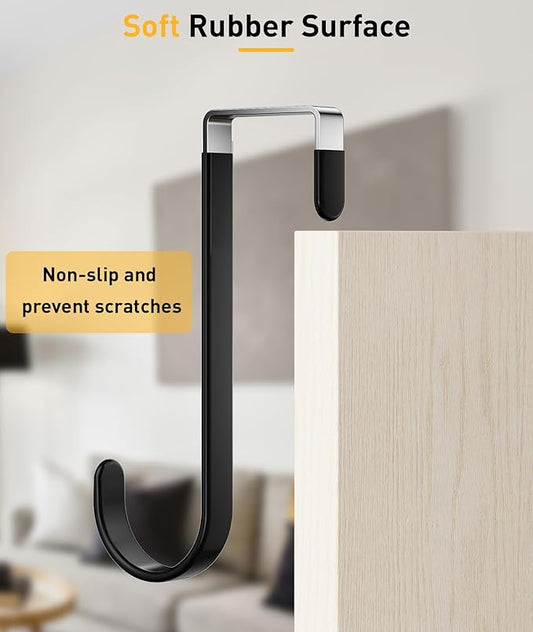 16 Pack Over The Door Hooks, Door Hanger Hook, Towel Hooks for Hanging, Towel Hanger for Bathroom, Fit 1 3/8" Door Black, Dorm Room Essentials