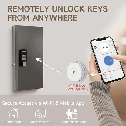 WeHere 48-Key Smart Key Lock Box Wall Mount – Commercial Key Cabinet with App, Keypad, Bluetooth & WiFi Unlock (Sold Separately), Access Log Tracking, Key Management System for School, Rental, Office