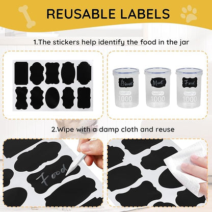 WGFKVAS Dog Treat Storage Containers, 3 Jar Countertop Organizer with Airtight Lids, Black Wooden Pet Food Dispenser for Dogs & Puppies, Perfect Food Storage Solution and Gift for Dog Owners