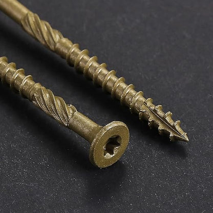 #12 * 7" Extended Deck Screws, (44 pcs) 2 lbs.Lengthen Exterior Wood Screws, Rust Resistant epoxy Coated, Bronze, T30 Star Bit