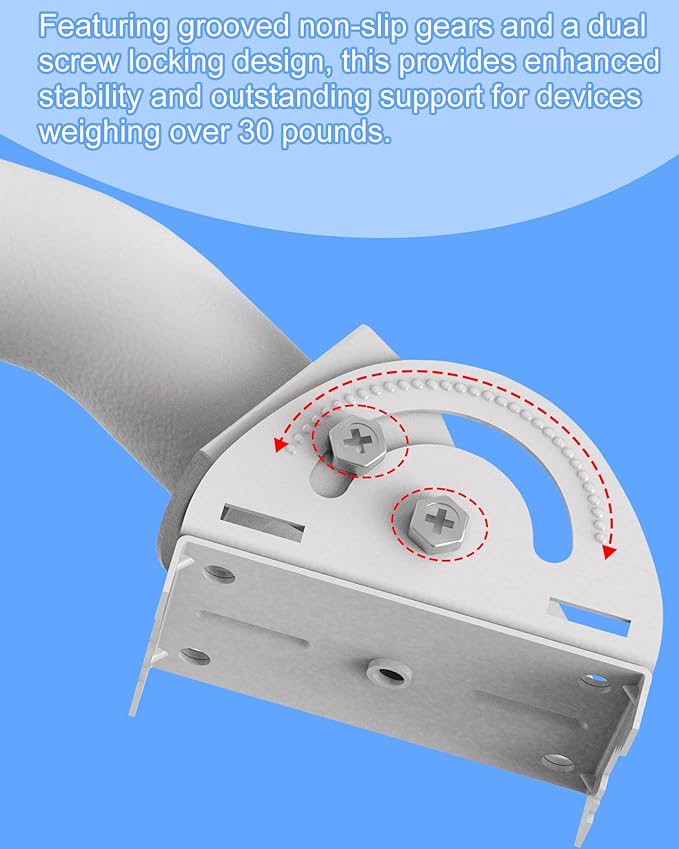 Wireless Bridge Mount, 4-Pack 11 in Dual Screw Locking J Pole Mounting Bracket for Wall or Pole, 160° Angle Adjustable, 1.38 in OD, for CPE, Access Point, TV Antenna or Weather Station