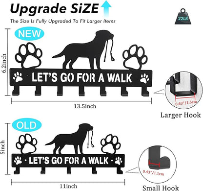 Large Size Keys Holder for Wall Mount,13.5"x6.2" Dog Leash Holder for Wall,Metal Keys Holder on Wall Decorative with 7 Hooks,Key Rack for Entryway,Front Door,Hallway,Home,Office