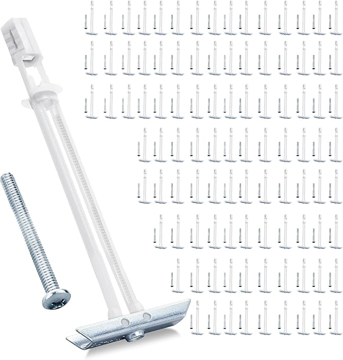 Drywall Anchor with Included Bolts for 1/4-20 Fastener Size, Wall Anchors Drywall Heavy Duty for TV Mounting, Hollow-Wall Anchors Screws Kit Holds Up to 270 Pounds Each in 1/2-in Drywall-100 Pack
