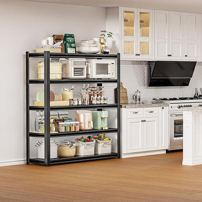 72"H Garage Shelving Units 5-Tier Adjustable Storage Shelves 2500LBS Heavy Duty Metal Shelves Utility Industrial Shelving Rack for Garage Warehouse Pantry Basement,Black (23.6"D×47.2"W×72"H)