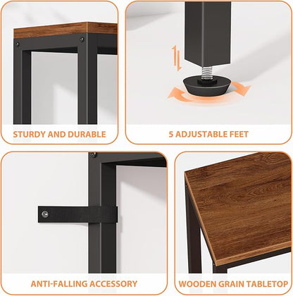 Narrow Sofa Table with 2 Power Outlets, 80.7” Thin Console Tables Narrow Long, Behind Couch Table Skinny, Wood Console Tables for Entryway, Living Room, Hallway, Foyer, Rustic Brown