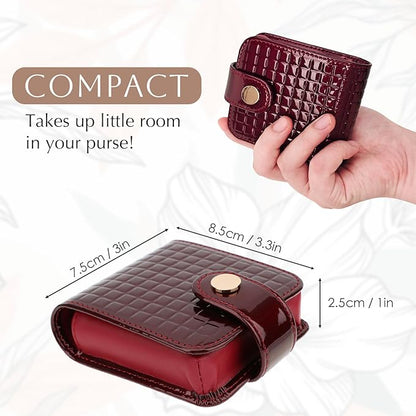 kilofly Genuine Leather Double Lipstick Case Cosmetic Makeup Holder + Gift Box